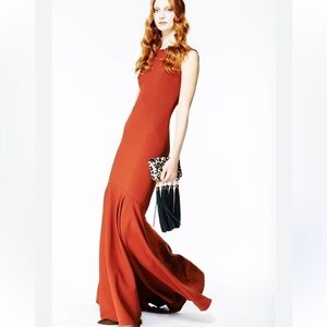 Zac Posen Terracotta Orange Sleeveless Mermaid Gown Dress New with $1,290 tags